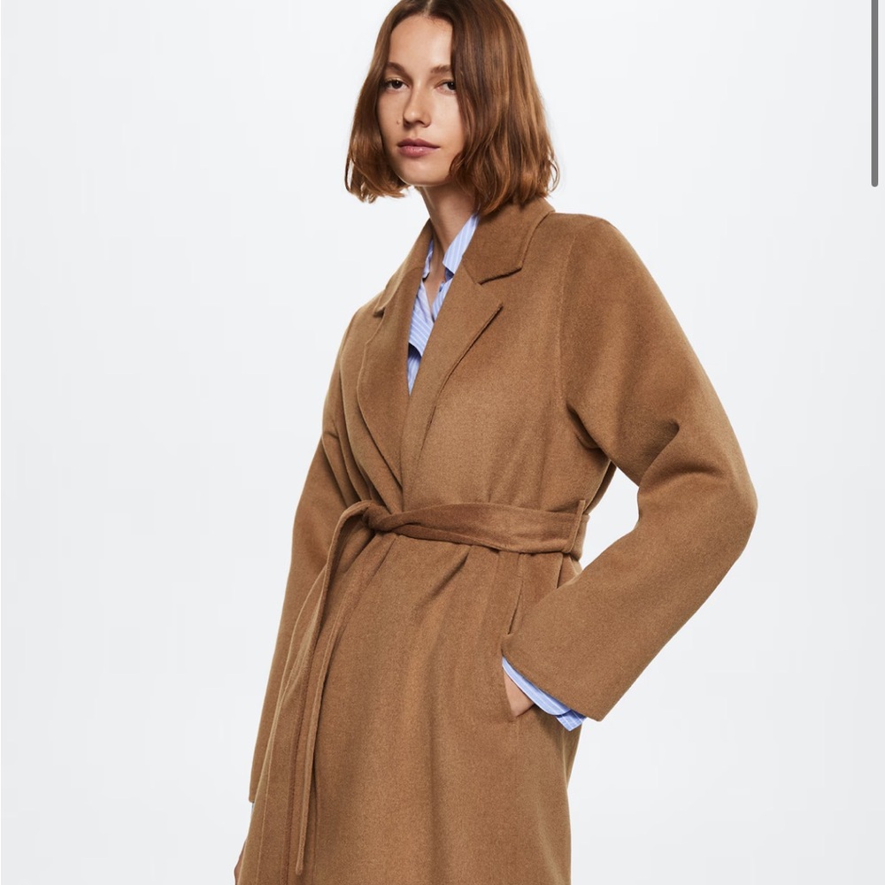 Mango Tan Brown Wool Coat